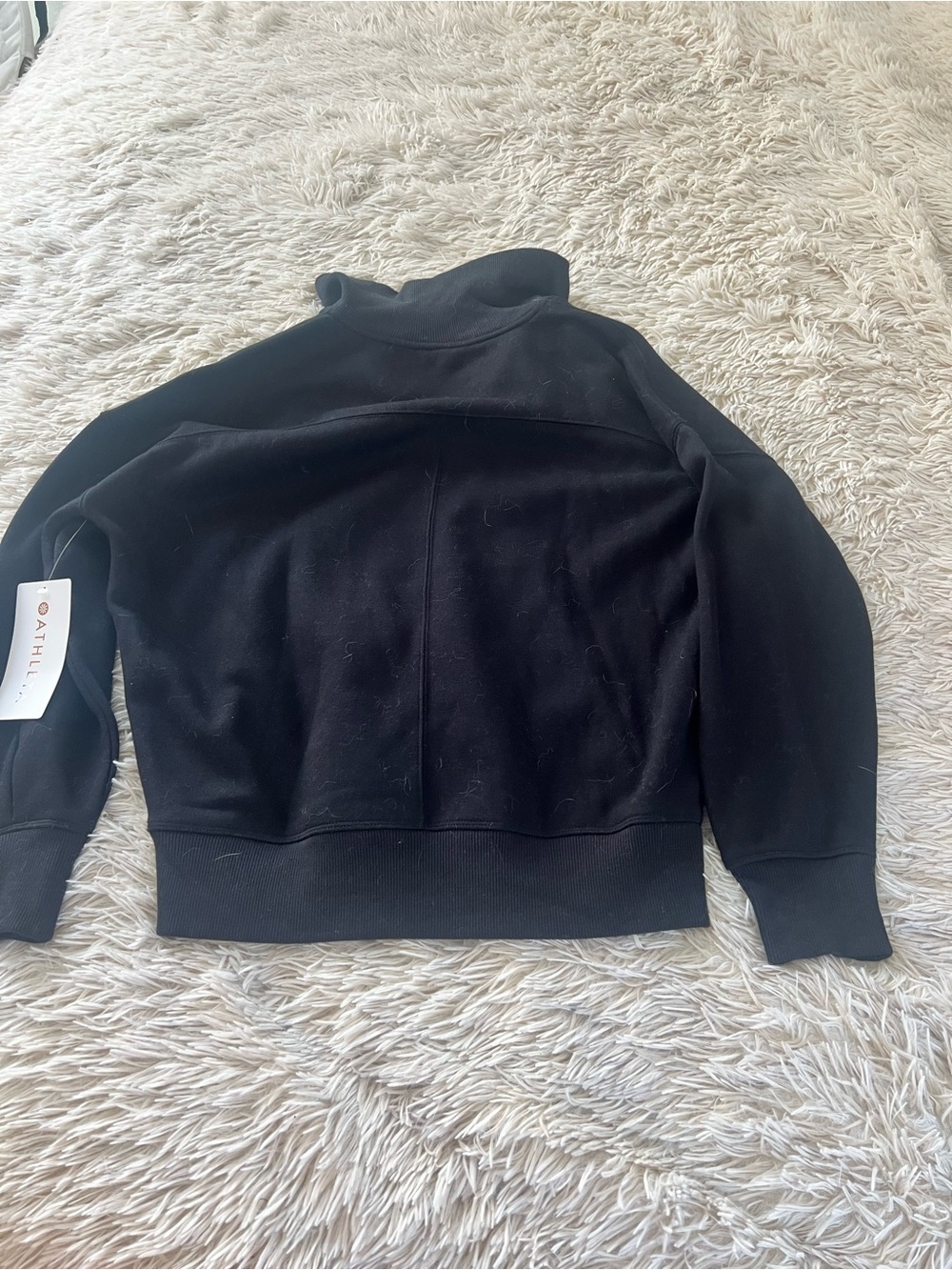 Athleta Black Half-Zip Cowl Neck Sweatshirt - Picture 2 of 3